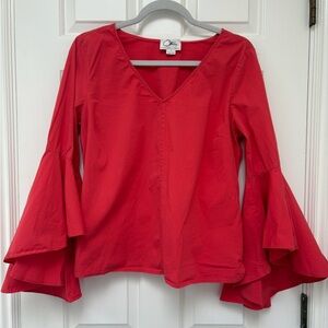 Olivia Culpo Le Tote Bell Sleeves Coral Blouse